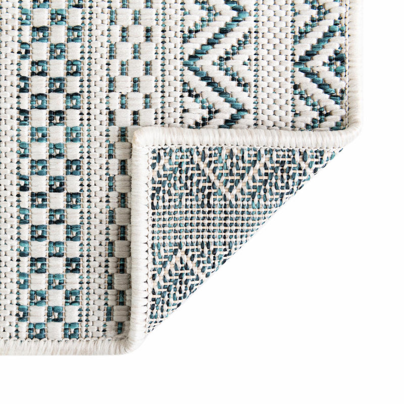 Patio Stripe Harmony Collection Area Rug - Boardwalk (Teal) Rectangle Teal lifestyle 11