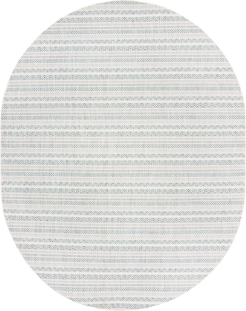 Patio Stripe Harmony Collection Area Rug - Boardwalk (Teal) Oval Teal Main