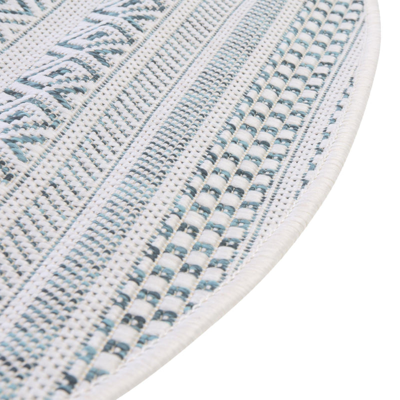 Patio Stripe Harmony Collection Area Rug - Boardwalk (Teal) Oval Teal lifestyle 5