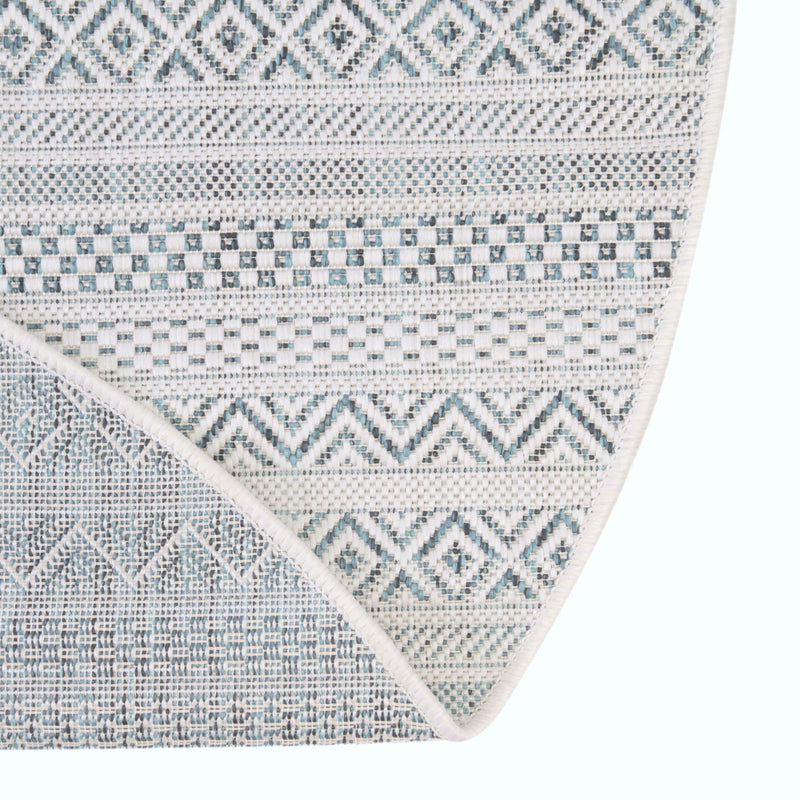 Patio Stripe Harmony Collection Area Rug - Boardwalk (Teal) Oval Teal lifestyle 7