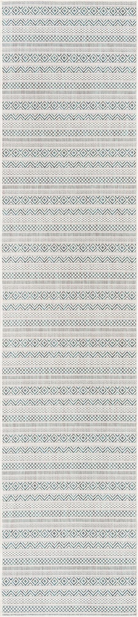 Patio Stripe Harmony Collection Area Rug - Boardwalk (Teal) Runner Teal Main