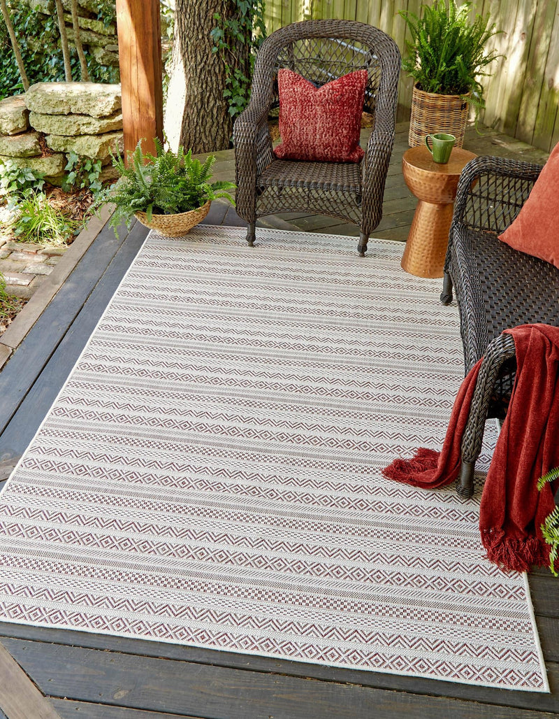 Patio Stripe Harmony Collection Area Rug - Boardwalk (Red) Rectangle Red lifestyle 0