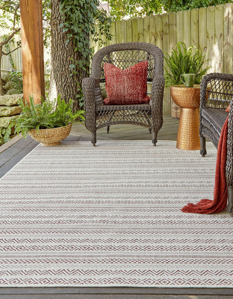 Patio Stripe Harmony Collection Area Rug - Boardwalk (Red) Rectangle Red lifestyle 2