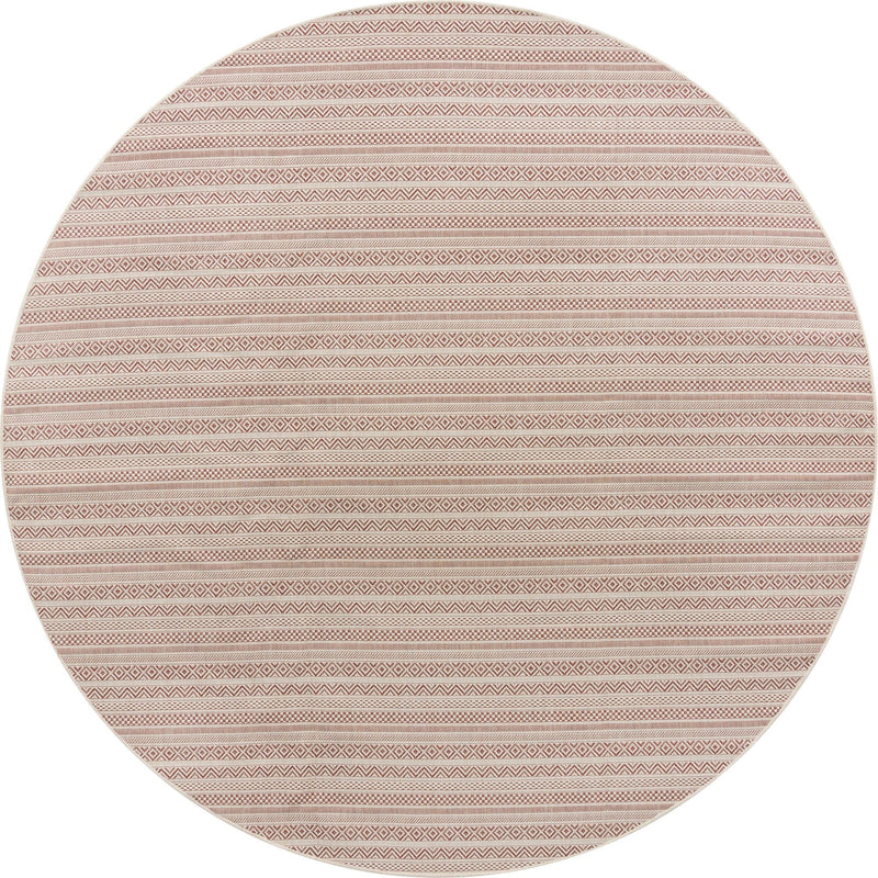 Patio Stripe Harmony Collection Area Rug - Boardwalk (Red) Round Red Main