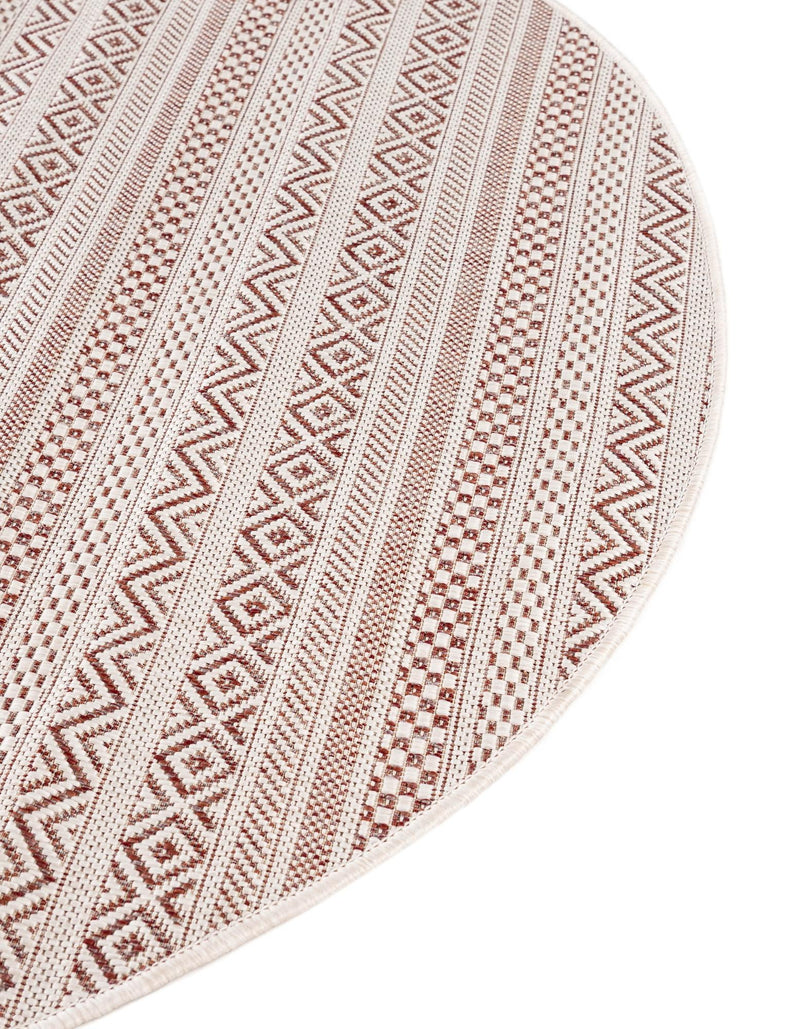 Patio Stripe Harmony Collection Area Rug - Boardwalk (Red) Round Red lifestyle 24