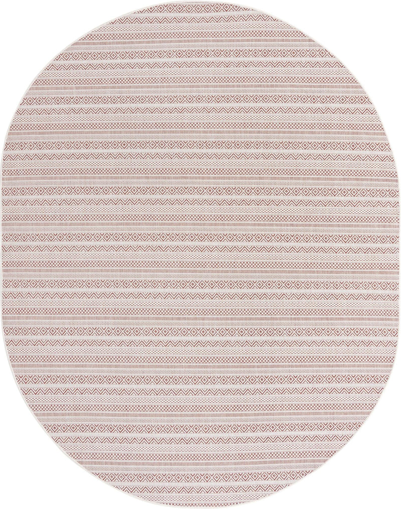 Patio Stripe Harmony Collection Area Rug - Boardwalk (Red) Oval Red Main