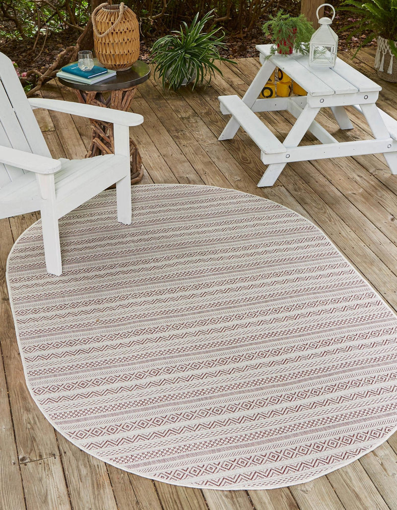Patio Stripe Harmony Collection Area Rug - Boardwalk (Red) Oval Red lifestyle 0
