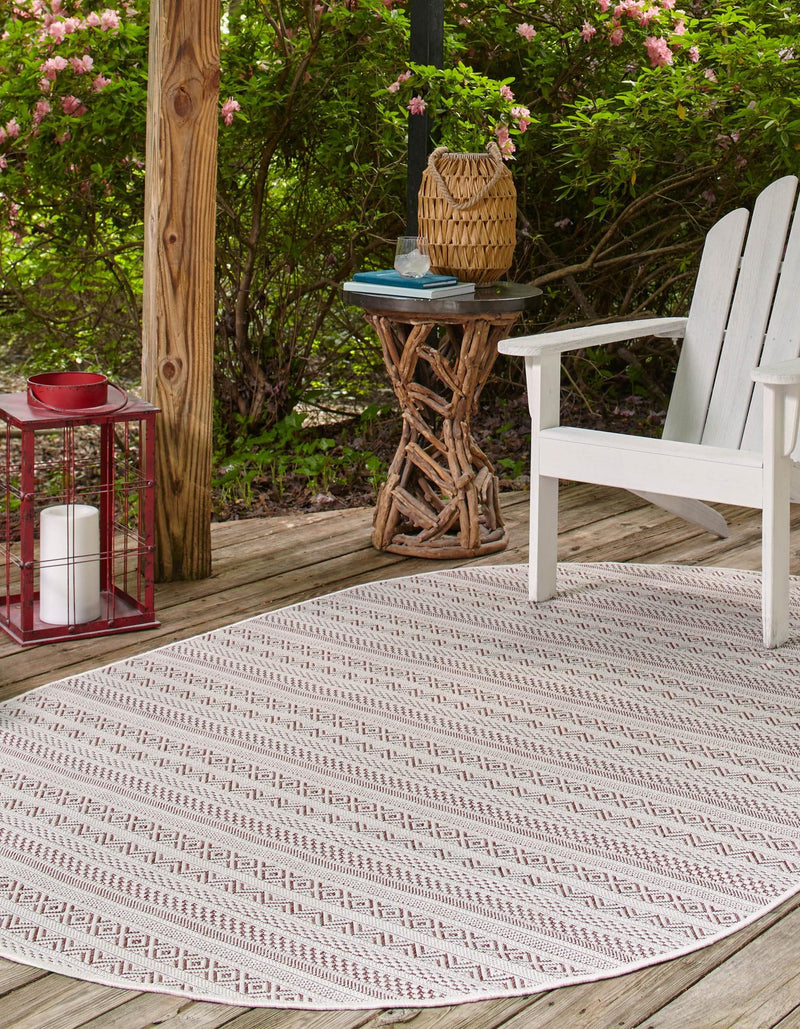 Patio Stripe Harmony Collection Area Rug - Boardwalk (Red) Oval Red lifestyle 2