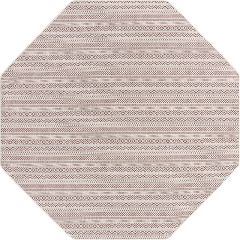 Patio Stripe Harmony Collection Area Rug - Boardwalk (Red) Octagon Red Main