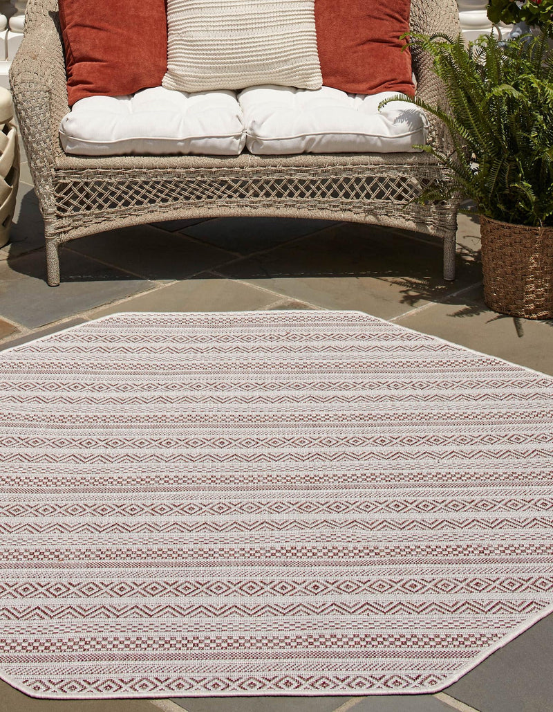 Patio Stripe Harmony Collection Area Rug - Boardwalk (Red) Octagon Red lifestyle 2