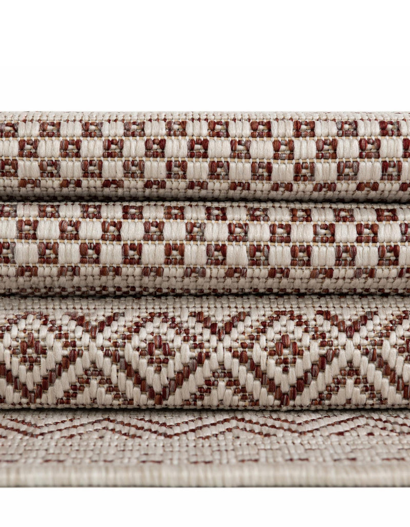 Patio Stripe Harmony Collection Area Rug - Boardwalk (Red) Octagon Red lifestyle 21