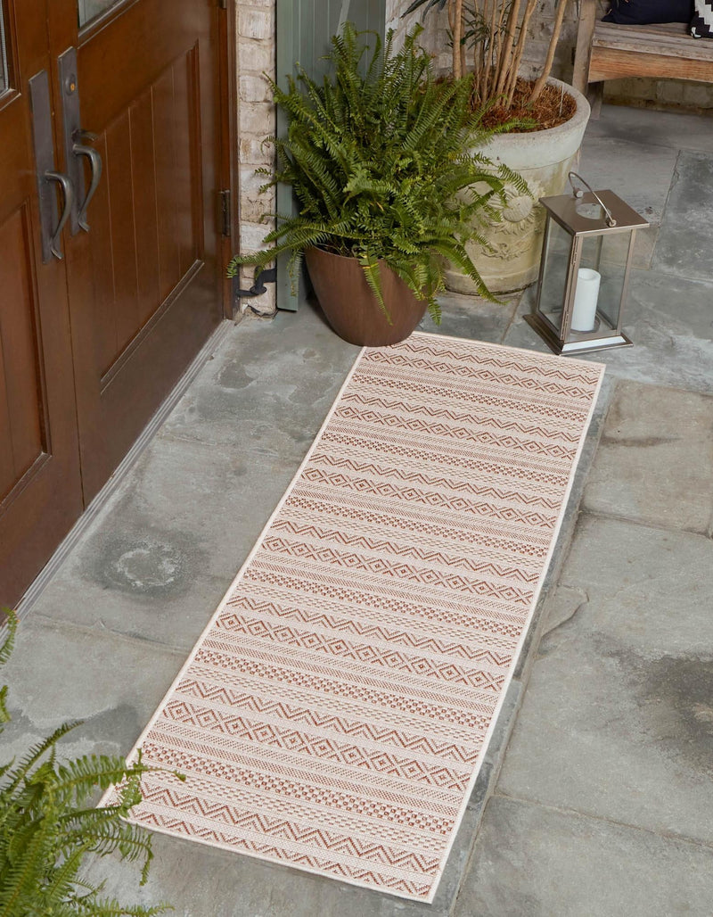 Patio Stripe Harmony Collection Area Rug - Boardwalk (Red) Runner Red lifestyle 0