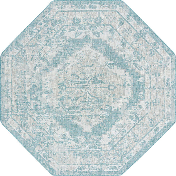 Patio Heritage Collection Area Rug - Augusta (Aqua) Octagon Aqua lifestyle 9