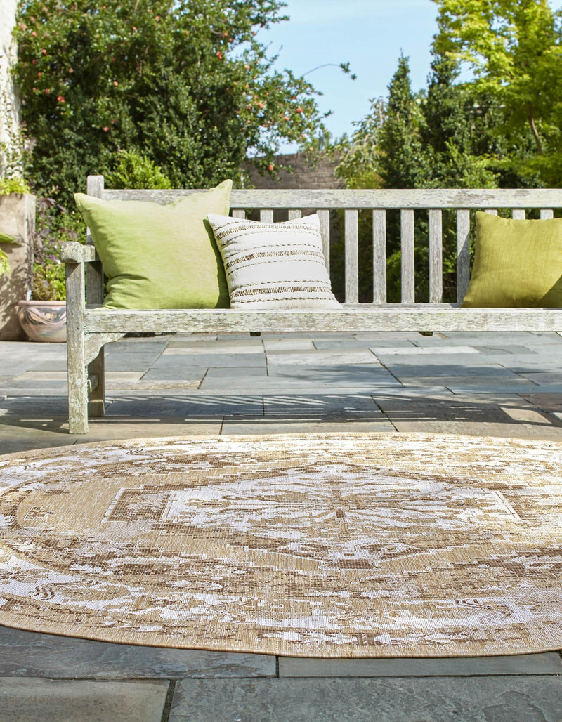 Patio Heritage Collection Area Rug - Augusta (Natural) Round Natural lifestyle 13