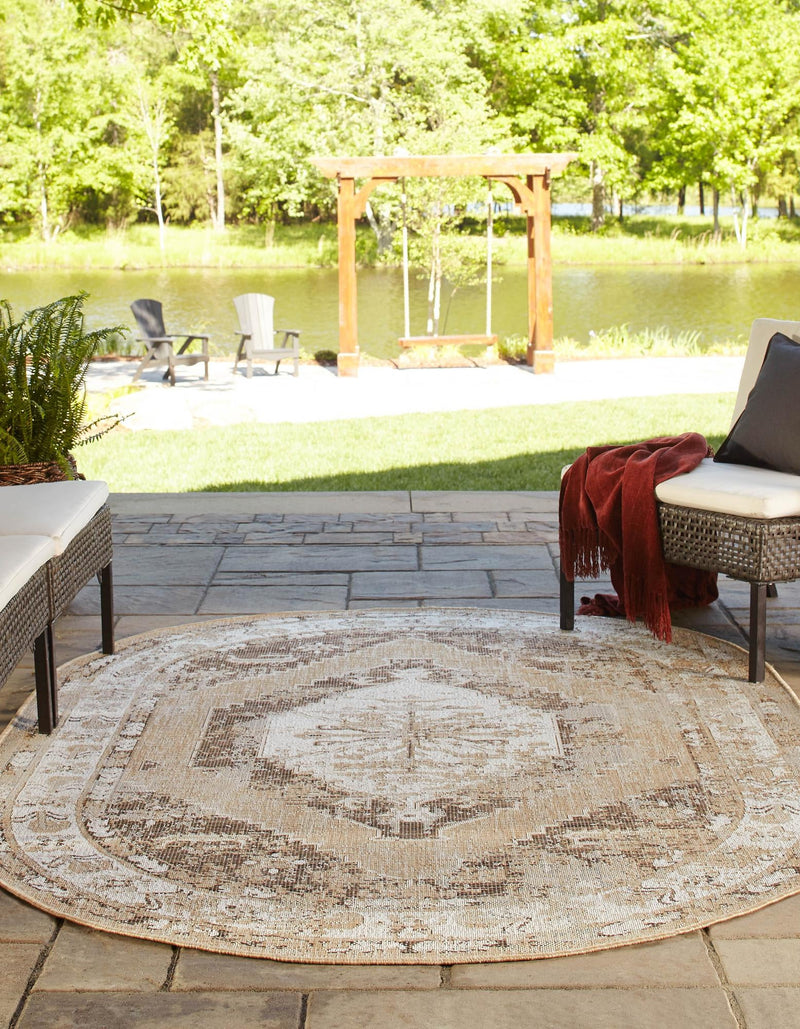 Patio Heritage Collection Area Rug - Augusta (Natural) Oval Natural lifestyle 15