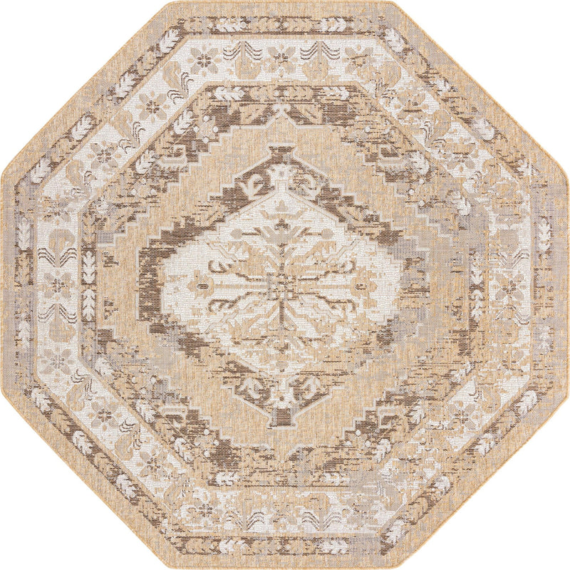 Patio Heritage Collection Area Rug - Augusta (Natural) Octagon Natural lifestyle 9