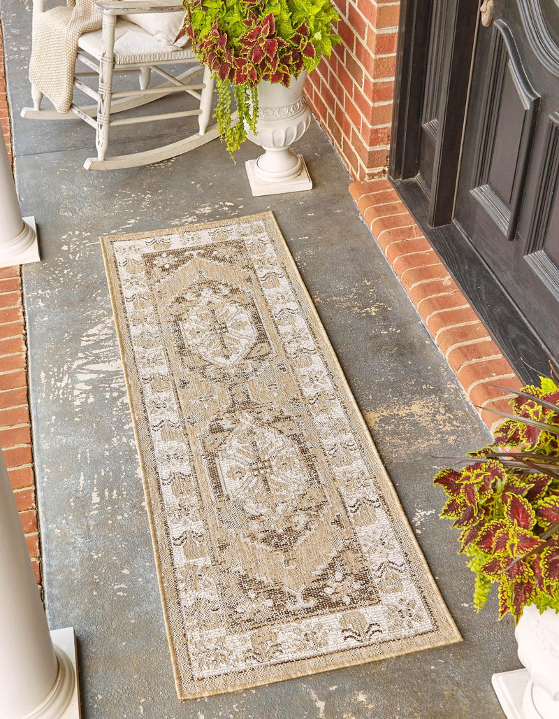 Patio Heritage Collection Area Rug - Augusta (Natural) Runner Natural lifestyle 14