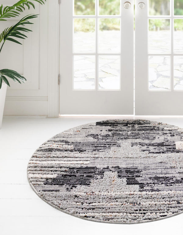 Navajo Sands Collection Area Rug - Chaco Round Fossil Gray lifestyle 53