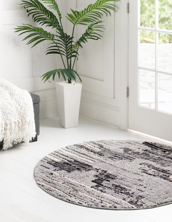 Navajo Sands Collection Area Rug - Chaco Round Fossil Gray lifestyle 59