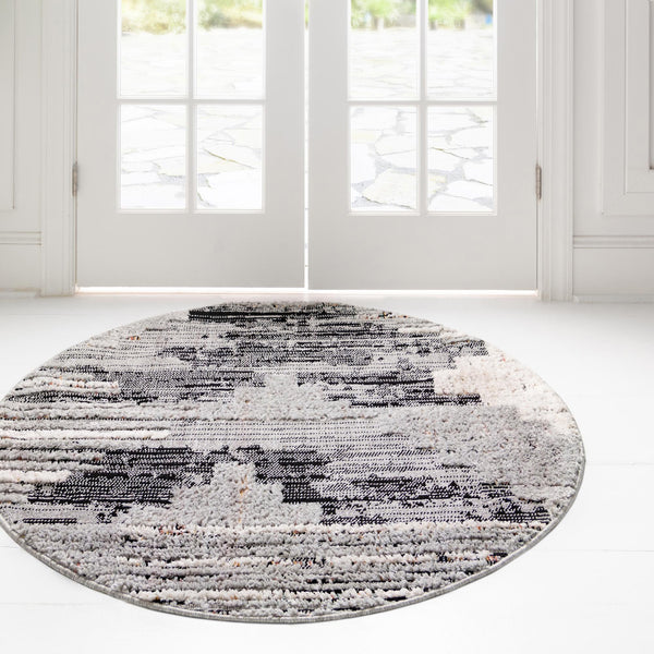 Navajo Sands Collection Area Rug - Chaco Round Fossil Gray lifestyle 83