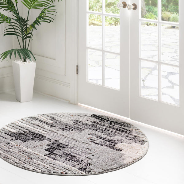 Navajo Sands Collection Area Rug - Chaco Round Fossil Gray lifestyle 89