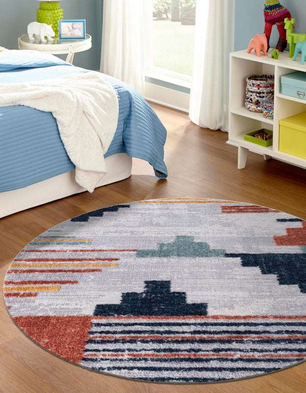 Navajo Sands Collection Area Rug - Chaco Round Multi lifestyle 34