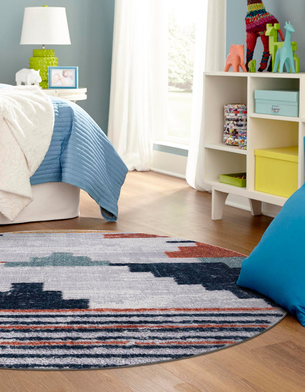 Navajo Sands Collection Area Rug - Chaco Round Multi lifestyle 36