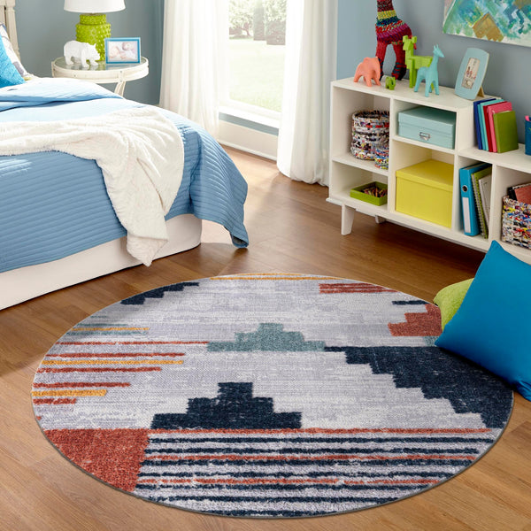 Navajo Sands Collection Area Rug - Chaco Round Multi lifestyle 58