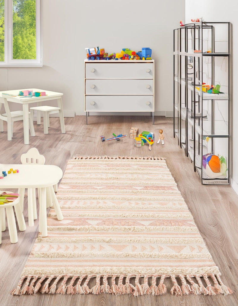 Sonoran Collection Area Rug - Montezuma Rectangle Baby Pink lifestyle 27