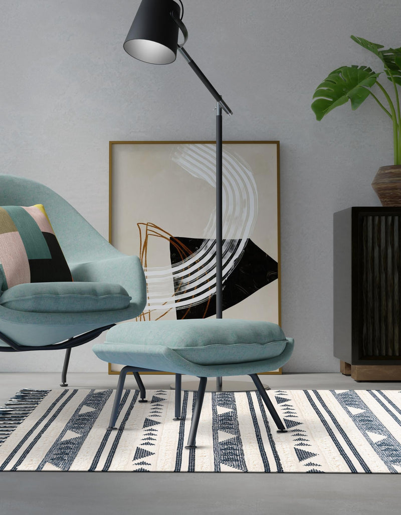 Sonoran Collection Area Rug - Montezuma Rectangle Navy Blue lifestyle 18