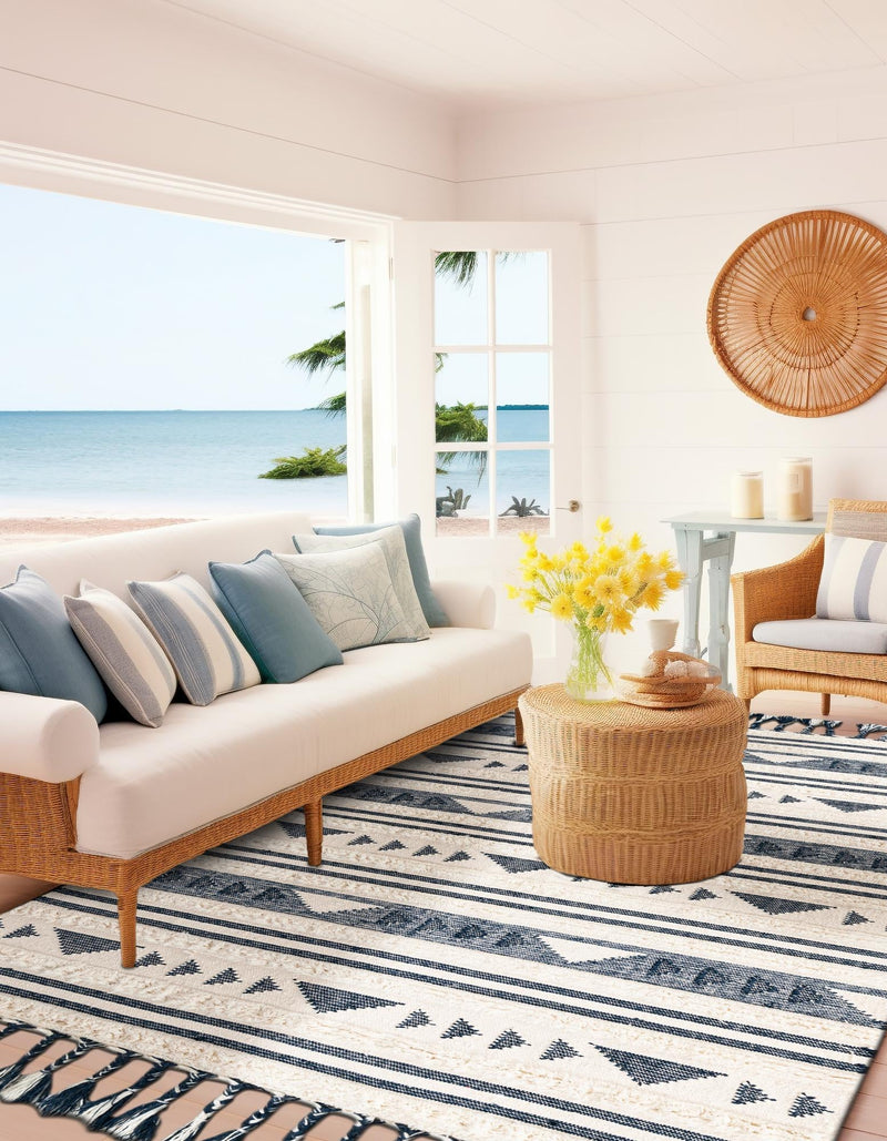 Sonoran Collection Area Rug - Montezuma Rectangle Navy Blue lifestyle 38