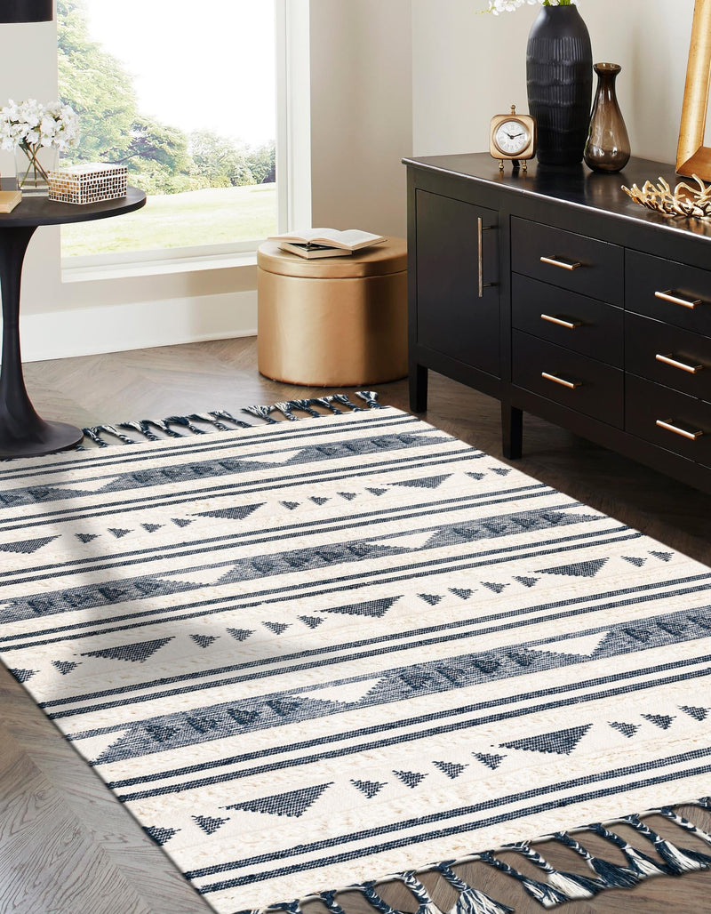 Sonoran Collection Area Rug - Montezuma Rectangle Navy Blue lifestyle 48
