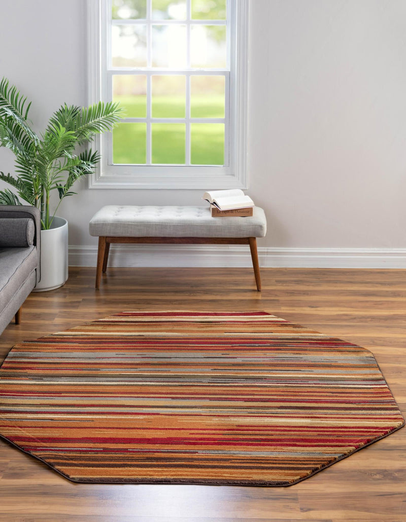 Bistro Lounge Collection Area Rug - Americano Octagon Beige lifestyle 29