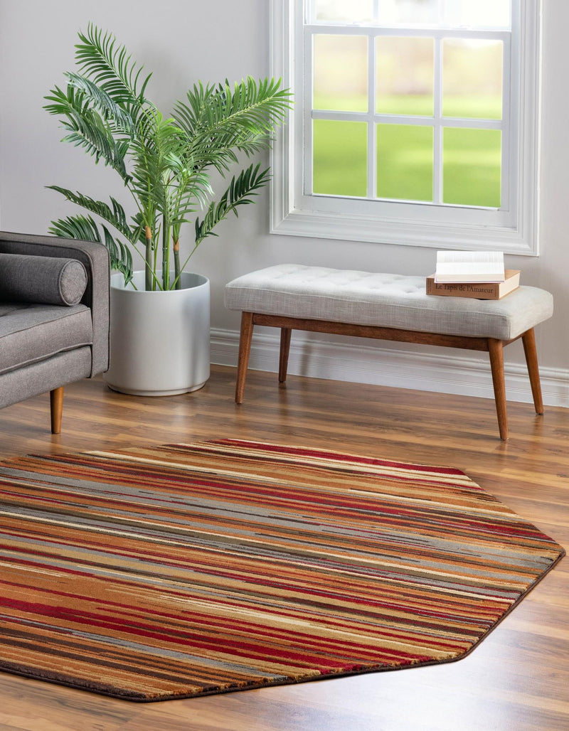 Bistro Lounge Collection Area Rug - Americano Octagon Beige lifestyle 35