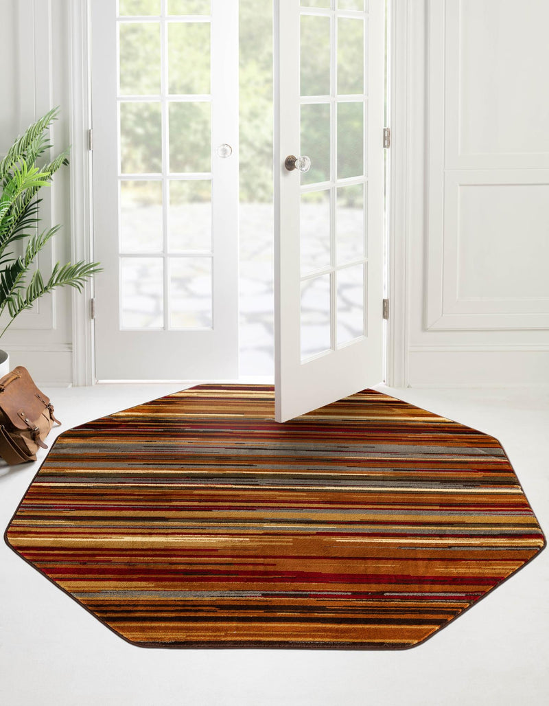 Bistro Lounge Collection Area Rug - Americano Octagon Beige lifestyle 41