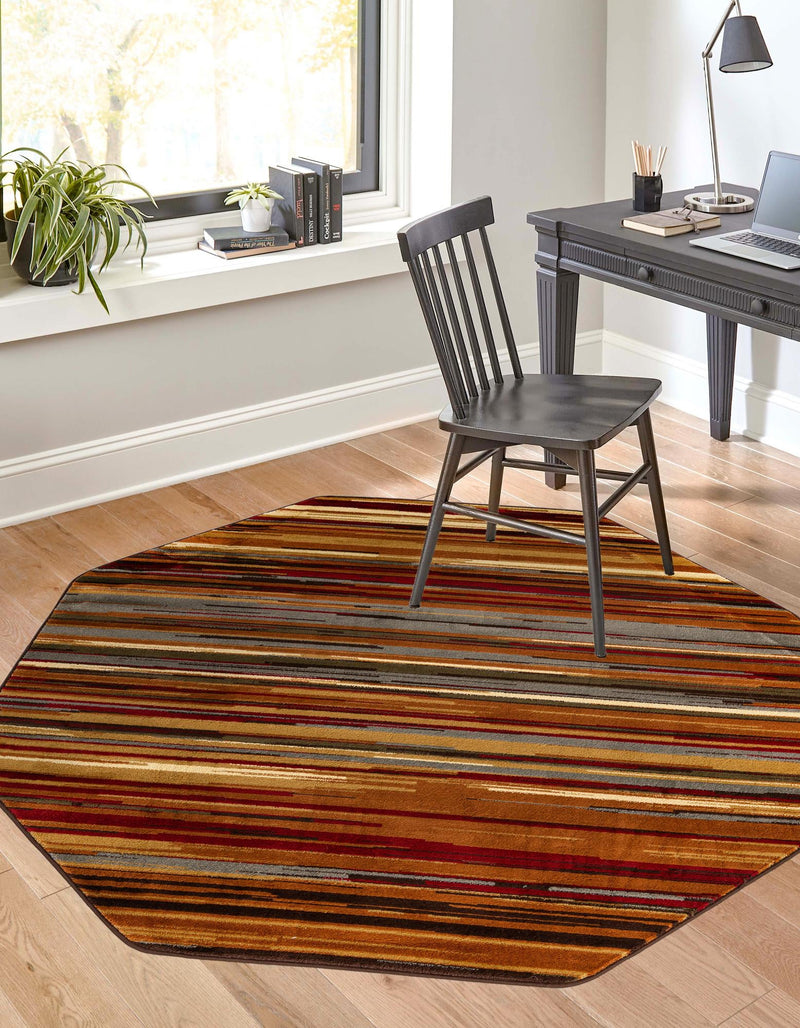 Bistro Lounge Collection Area Rug - Americano Octagon Beige lifestyle 46