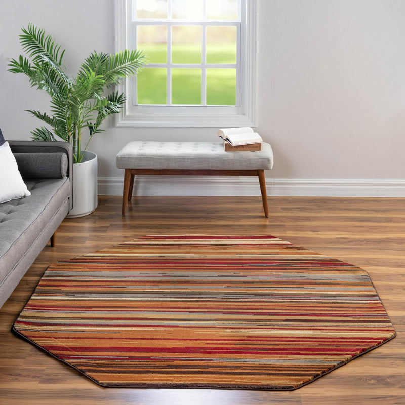 Bistro Lounge Collection Area Rug - Americano Octagon Beige lifestyle 110