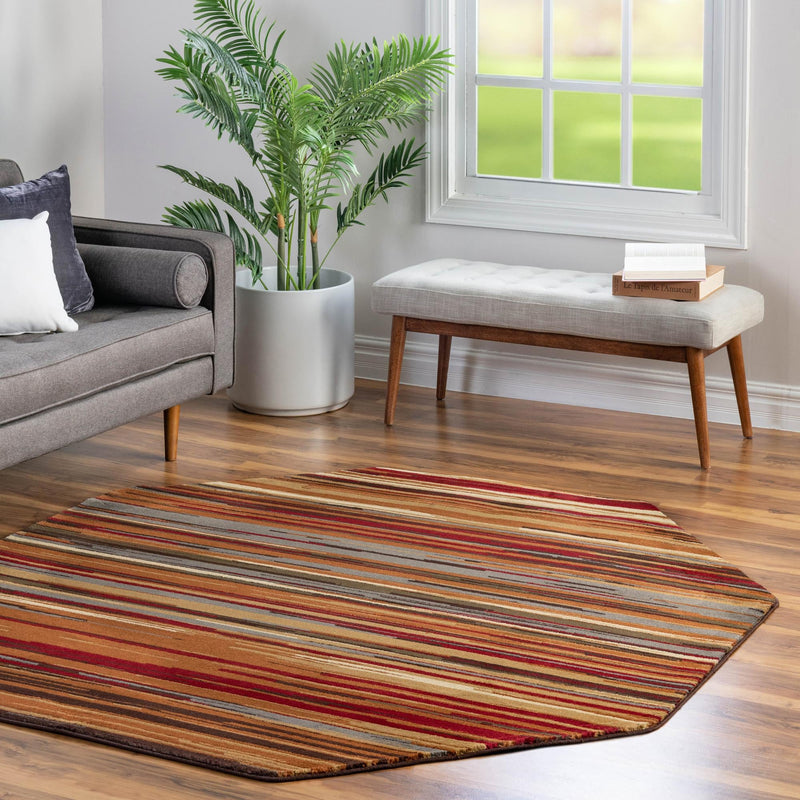 Bistro Lounge Collection Area Rug - Americano Octagon Beige lifestyle 114