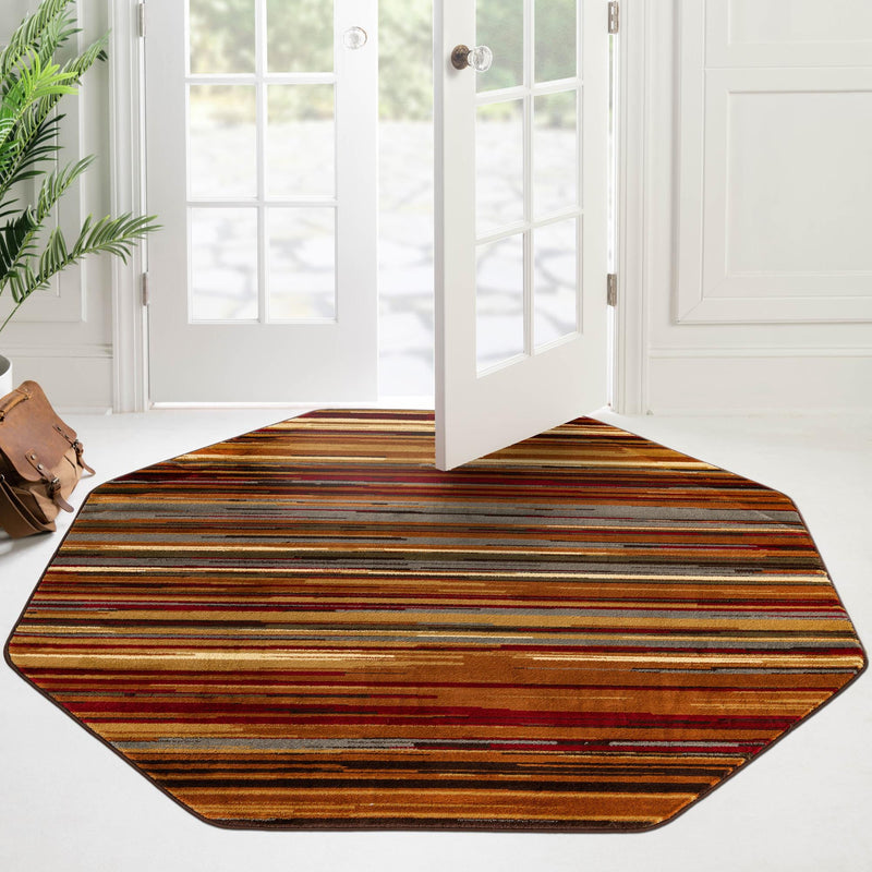 Bistro Lounge Collection Area Rug - Americano Octagon Beige lifestyle 119