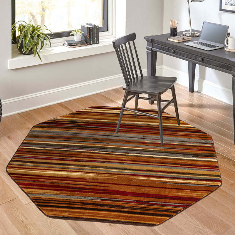 Bistro Lounge Collection Area Rug - Americano Octagon Beige lifestyle 124