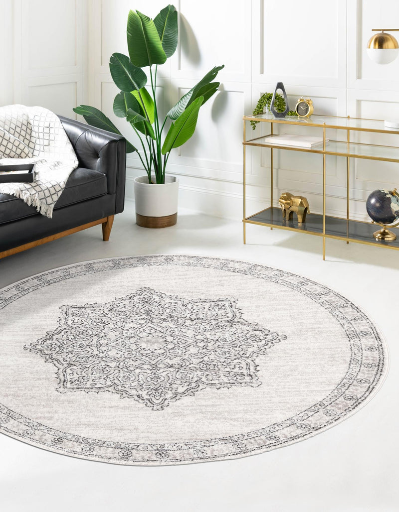 Mykonos Manor Collection Area Rug - Tinos (Ivory) Round Ivory lifestyle 24