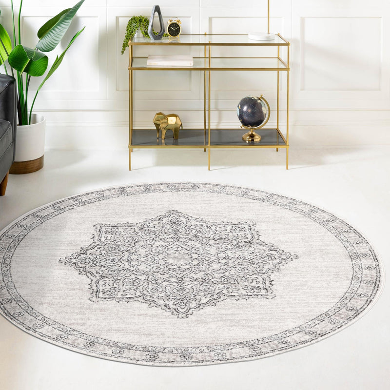 Mykonos Manor Collection Area Rug - Tinos (Ivory) Round Ivory lifestyle 79