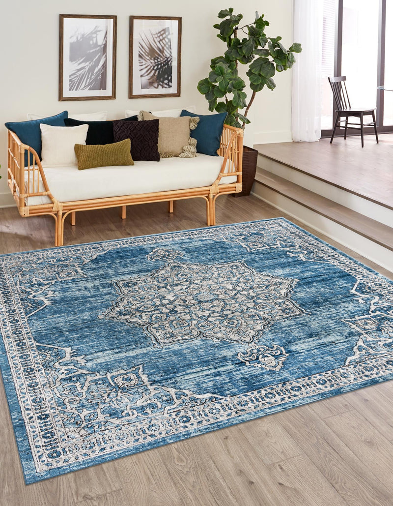 Mykonos Manor Collection Area Rug - Tinos (Blue) Square Blue lifestyle 15