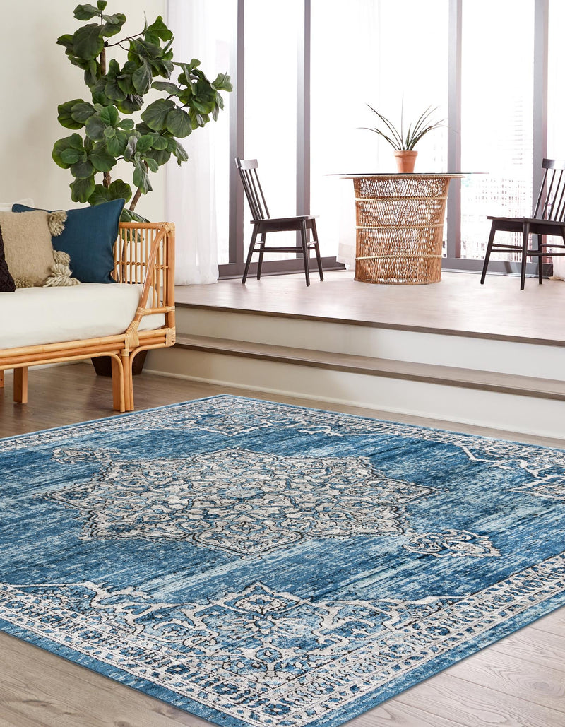 Mykonos Manor Collection Area Rug - Tinos (Blue) Square Blue lifestyle 20