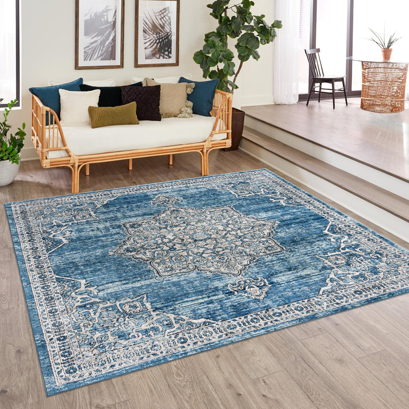 Mykonos Manor Collection Area Rug - Tinos (Blue) Square Blue lifestyle 49