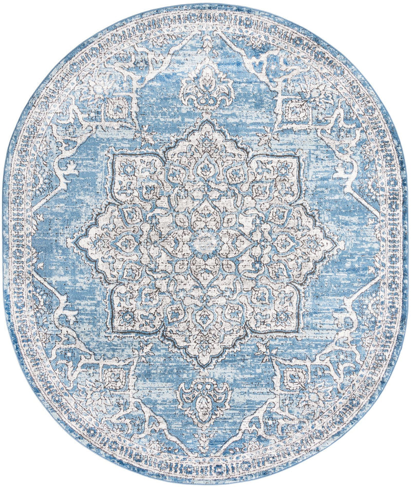 Mykonos Manor Collection Area Rug - Tinos (Blue) Oval Blue lifestyle 11