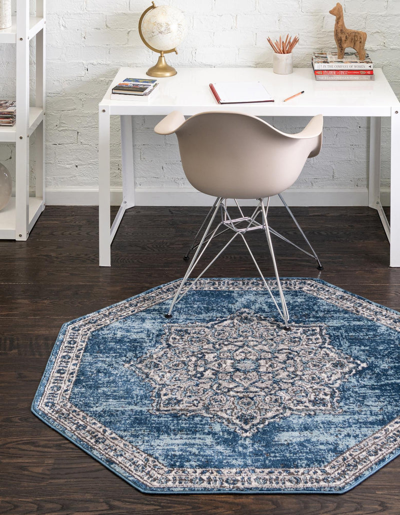 Mykonos Manor Collection Area Rug - Tinos (Blue) Octagon Blue lifestyle 17