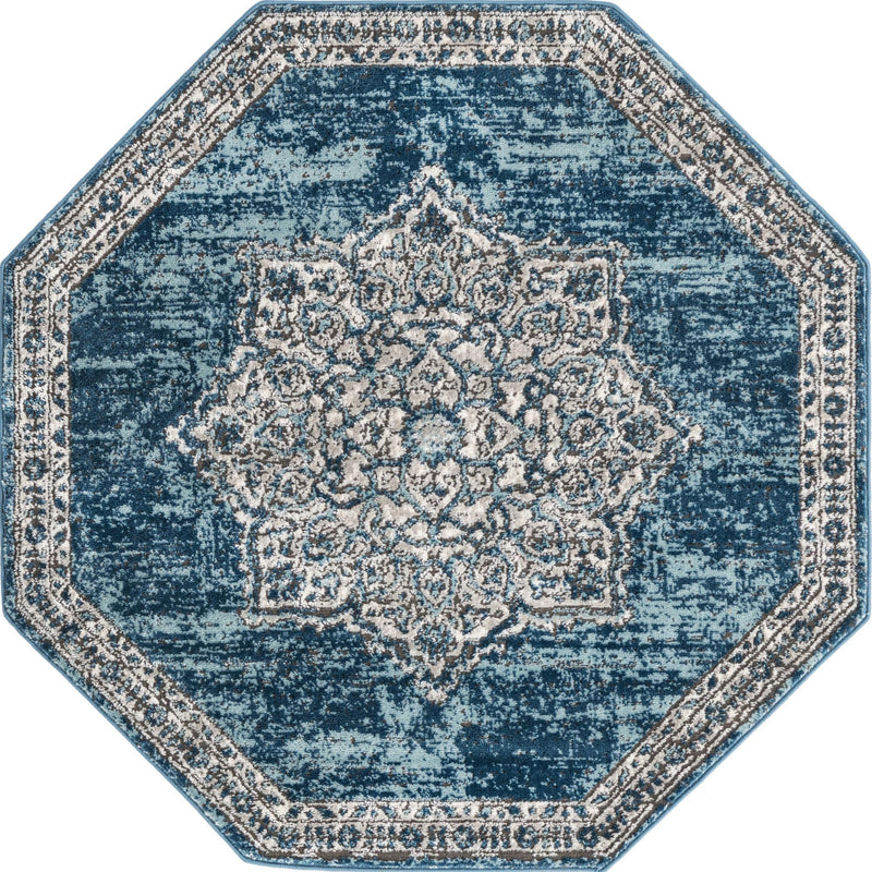 Mykonos Manor Collection Area Rug - Tinos (Blue) Octagon Blue lifestyle 12