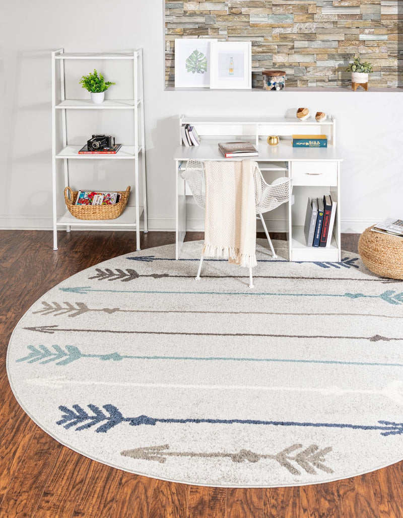 Autumn Meadow Collection Area Rug - Junipervale Round Light Gray lifestyle 33