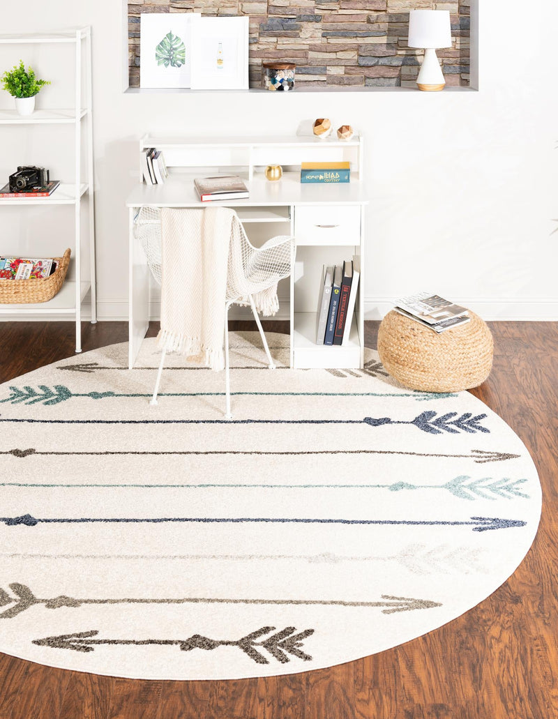 Autumn Meadow Collection Area Rug - Junipervale Round Ivory lifestyle 44